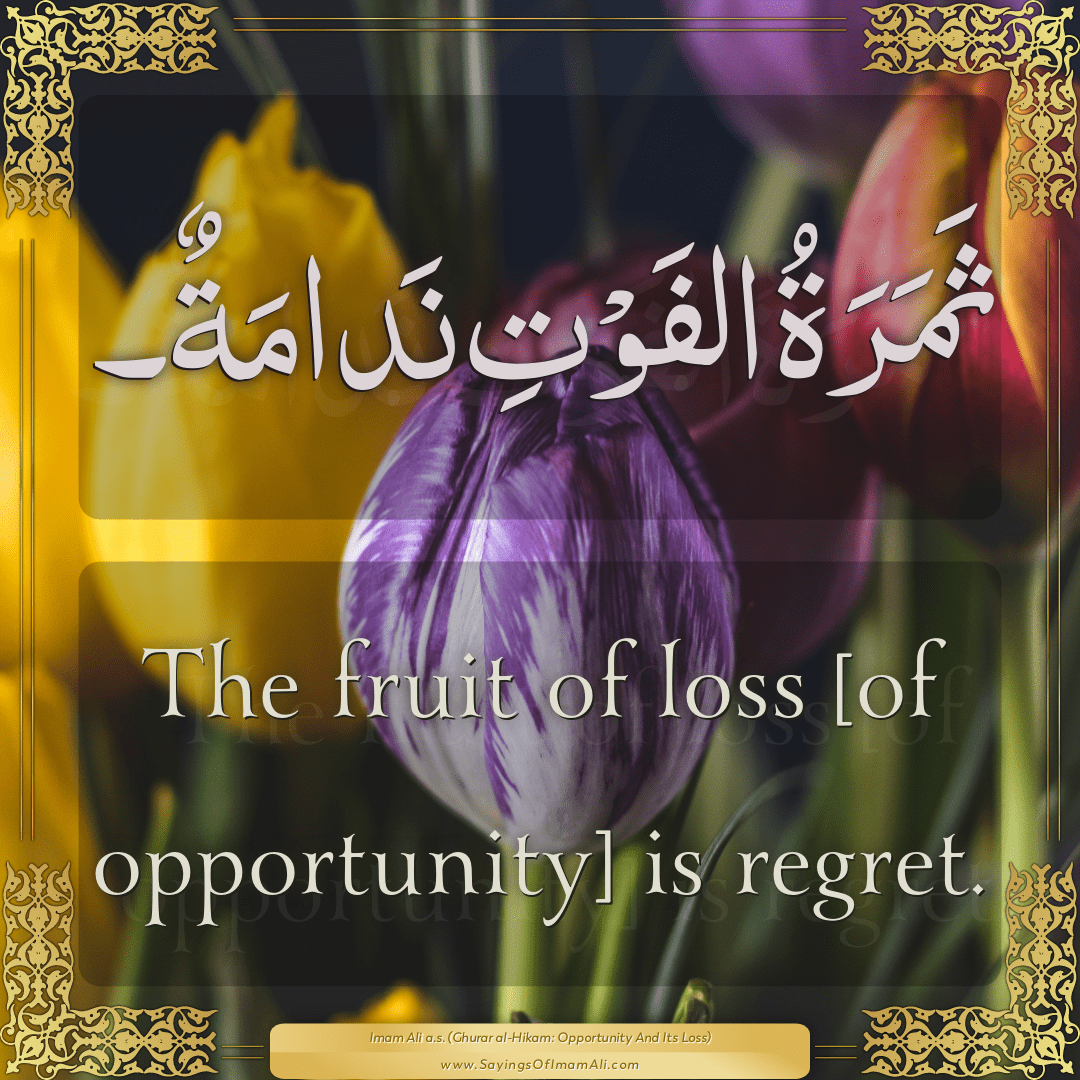 The fruit of loss [of opportunity] is regret.